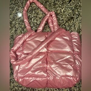 Pink puffer tote
